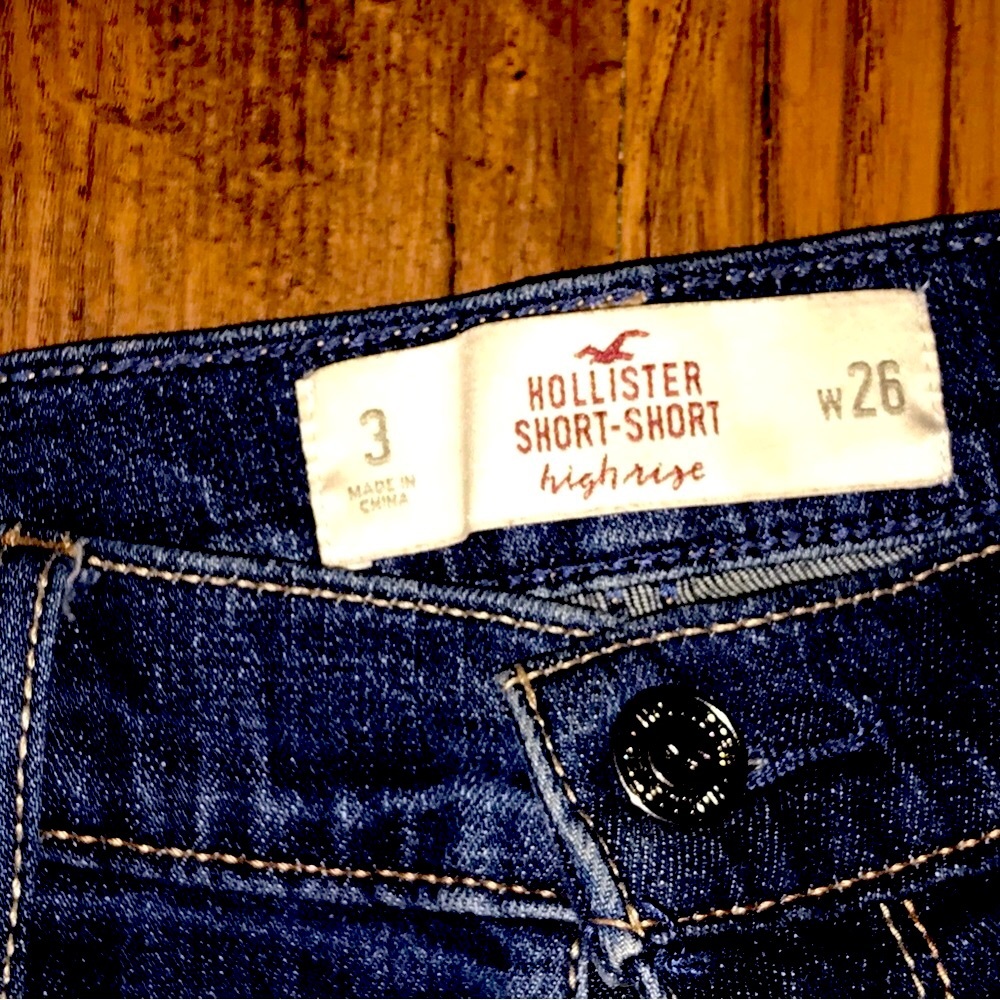 RARE Hollister Shorts SIZE 3 juniors Embroidered Dark Wash Denim Blue - Picture 6 of 11